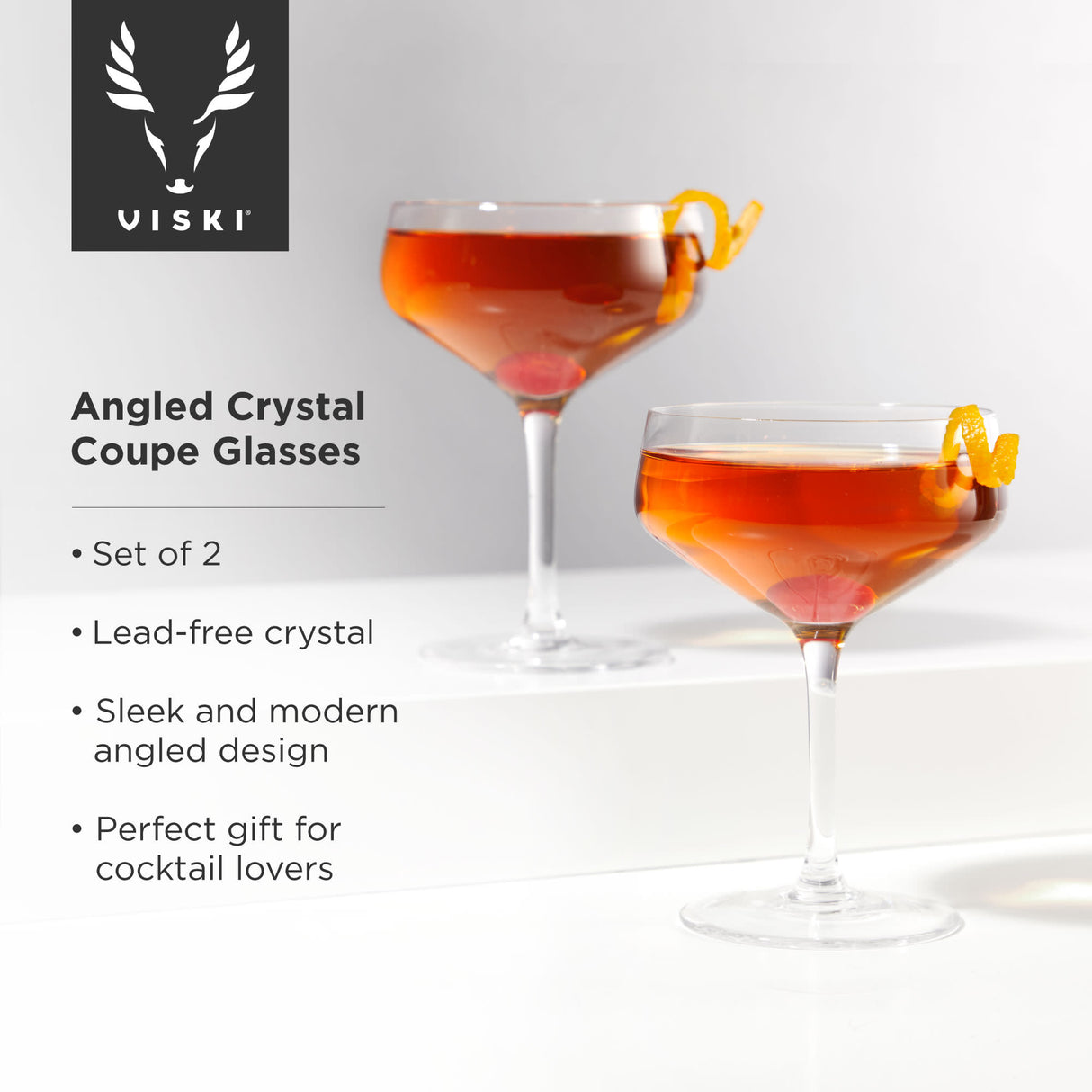 Raye crystal angled coupe glasses viski®