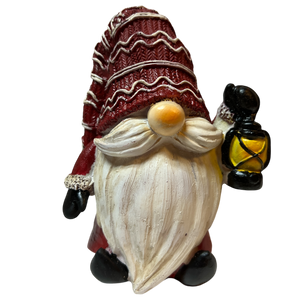 Holiday Gnome With Lantern Figurine