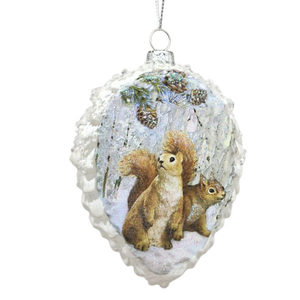 Glass Frosted Pinecone Ornament -