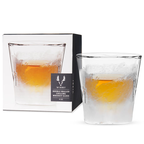 Glass Whiskey FREEZE™ – 6 oz Double-Walled Glass Tumbler with Cooling Gel
