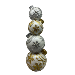 Lighted Silver and Gold Ornament Stack - 15 Inch