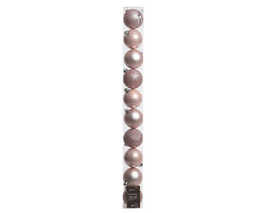 Elegant Assorted Shatterproof Ornaments - Set of 10 - Blush Pink