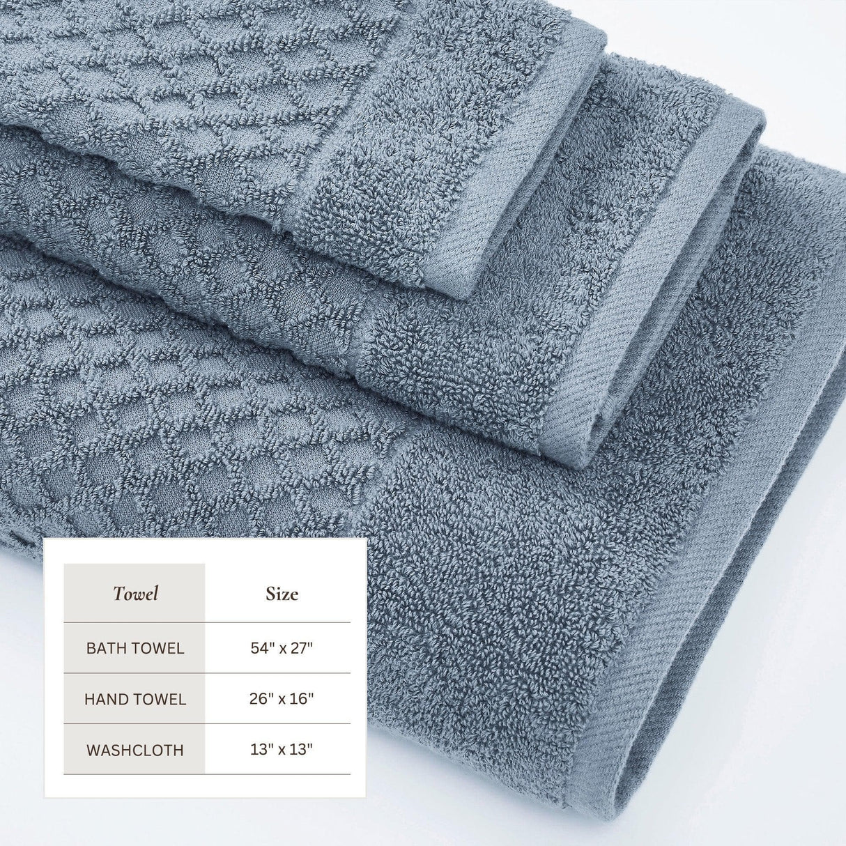 Cotton diamond waffle weave bath towel set - grayson collection