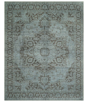 Jewel Custom Made Hand Knotted Traditional Design Brown Wool Area Rug