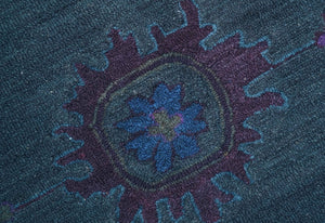 Jewel Custom Made Traditional Overdyed Blue Hand Tufted Wool Rug