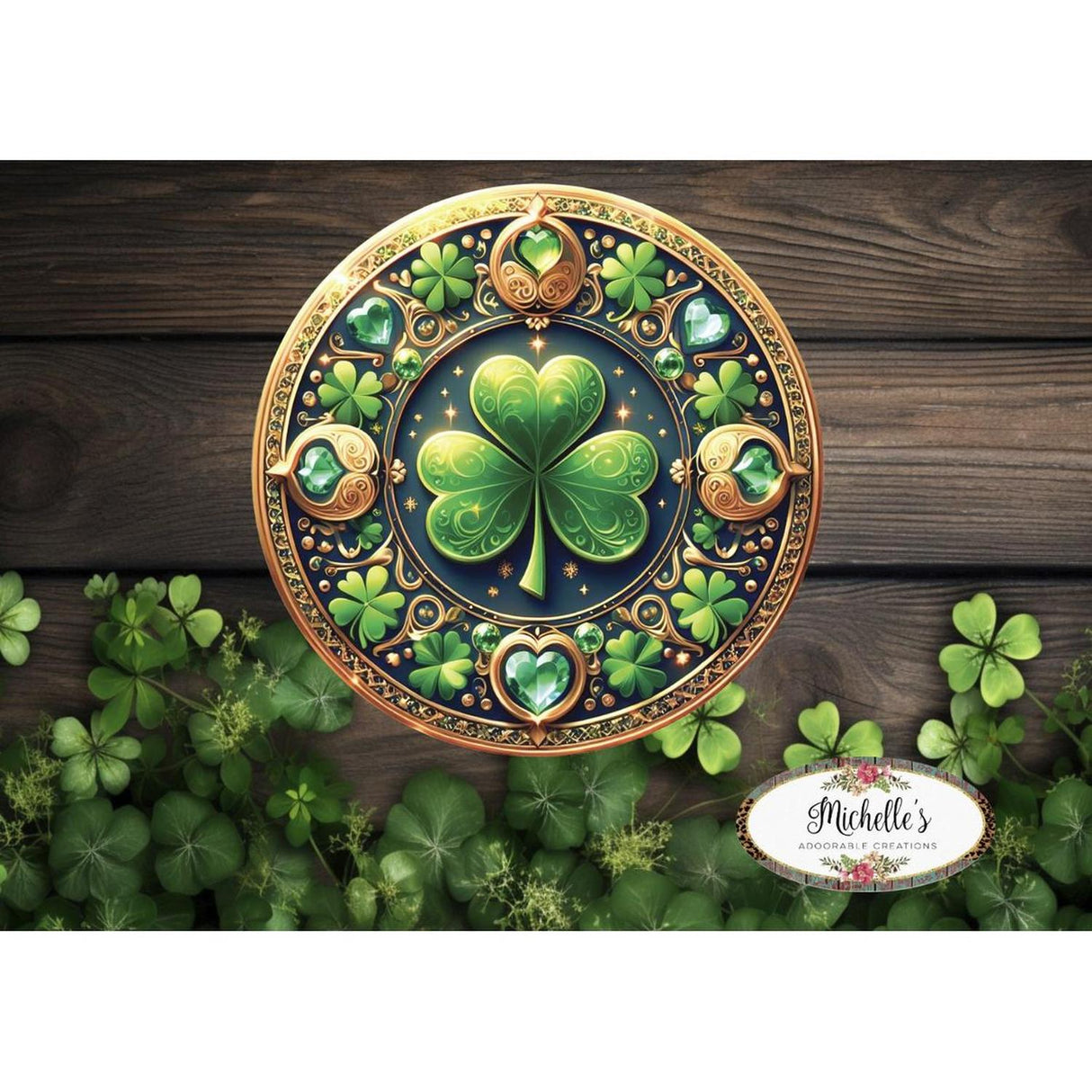 Jewel Saint Patrick Clover Sign - Wreath Enhancement