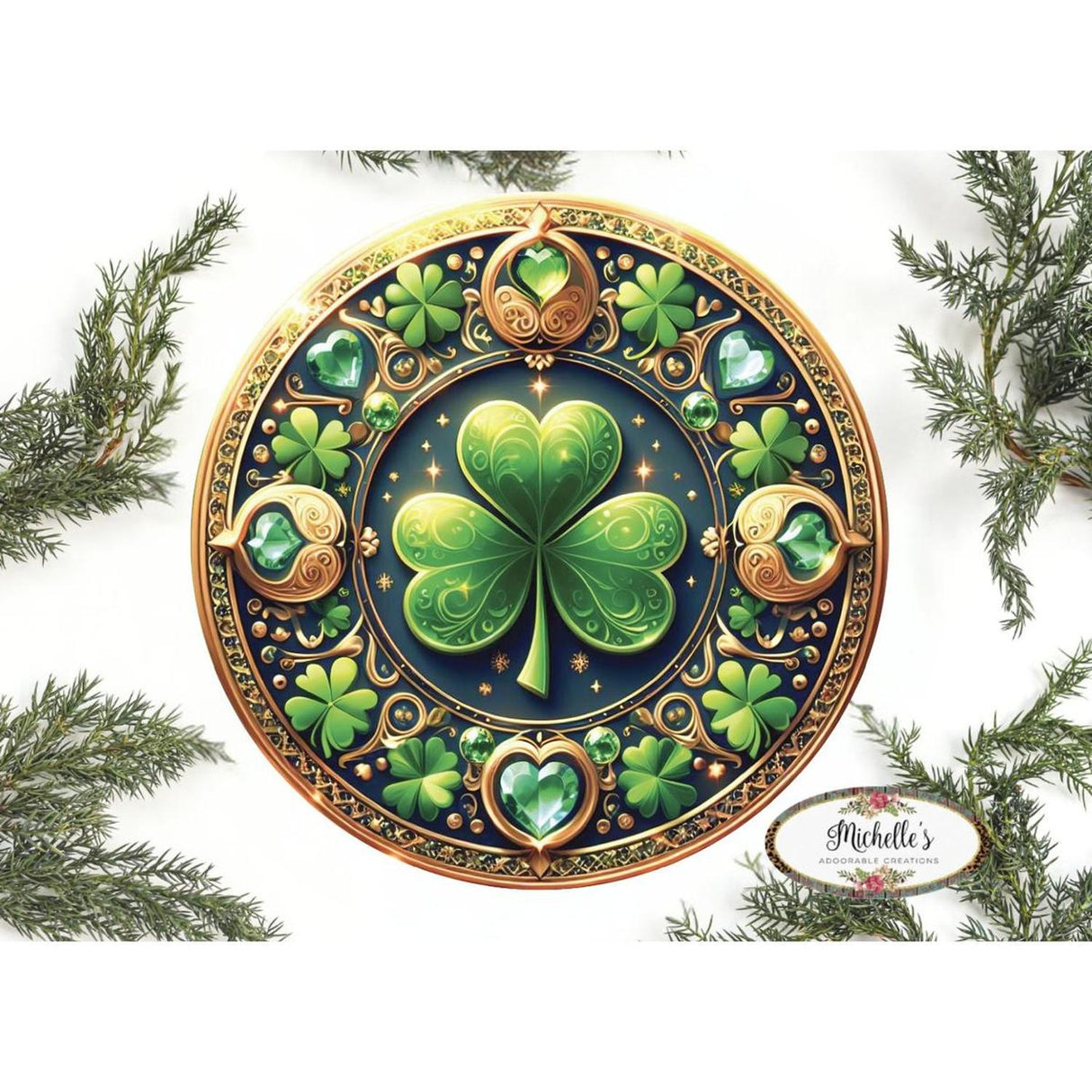 Jewel Saint Patrick Clover Sign - Wreath Enhancement