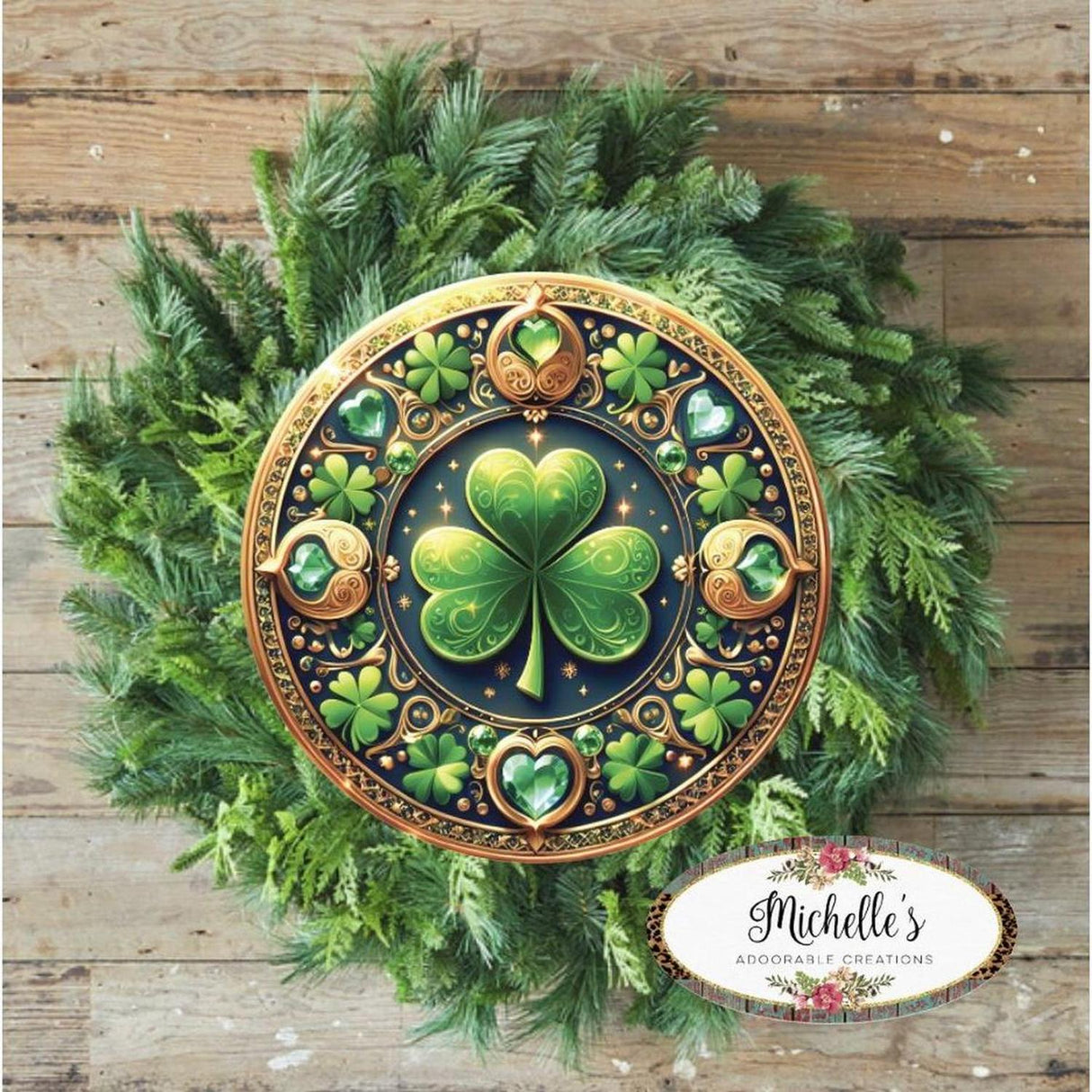 Jewel Saint Patrick Clover Sign - Wreath Enhancement