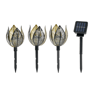 Solar Powered Copper Lily lights - set of 3