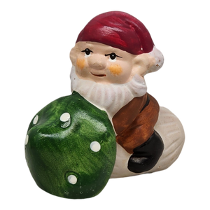 Terracotta Gnome with Mushroom - Green