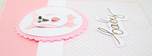Handmade Embellished Welcome Baby Card - Pink Owl