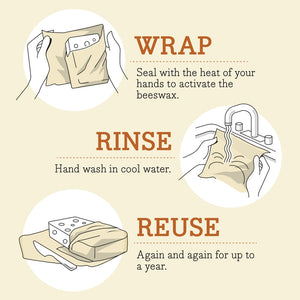 Bee's Wrap Food Wrap - Original Print - Assorted Wrap 3 Pack