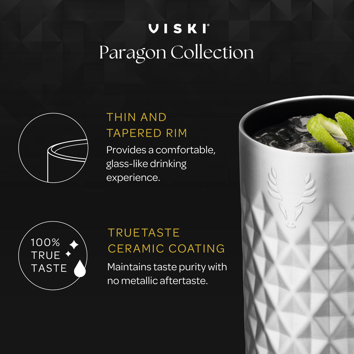 Paragon stainless steel highball tumbler in platinum viski®