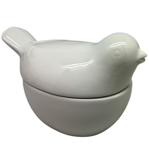 Bird Covered Candle Dish - Fresh Linen