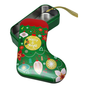 Christmas Stocking Cookie Tin Ornament - Merry & Bright