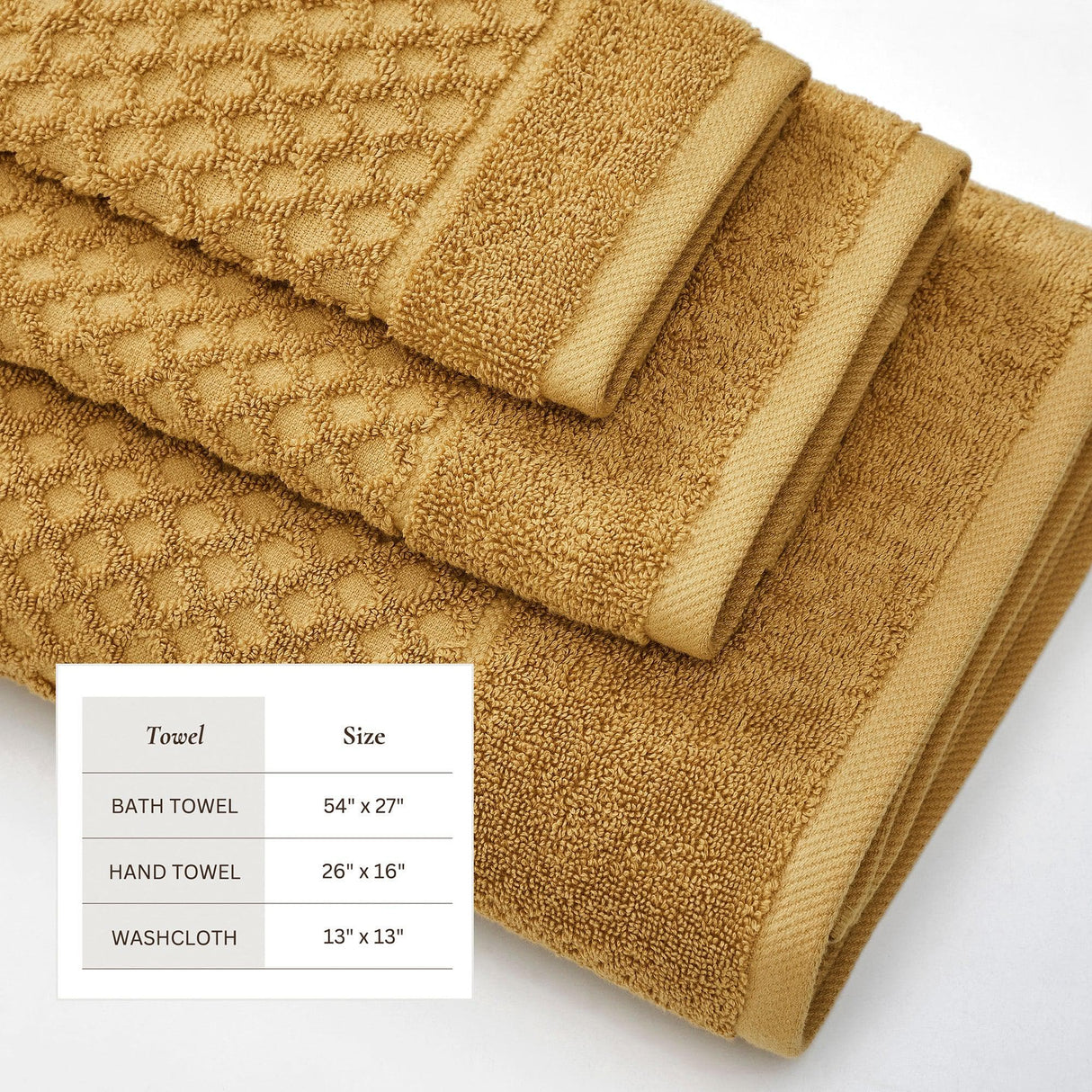 Cotton diamond waffle weave bath towel set - grayson collection