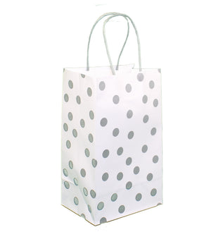 Junior Cub White With Metallic Silver Kraft Gift Bag Set of 8