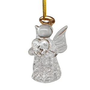 Spun Glass Angel Ornaments with Heart