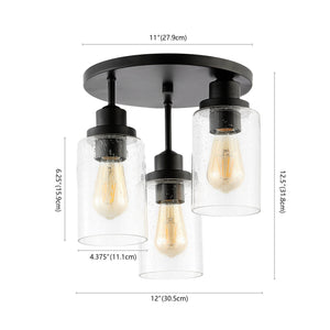 Jonah 3 - light bohemian farmhouse iron/seeded glass led semi flush mount - Tuesday Morning - Flush Mounts