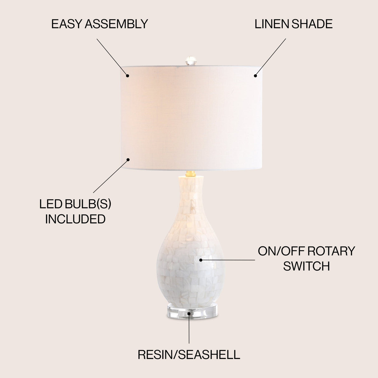 Josephine seashell led table lamp - Tuesday Morning - Table Lamps