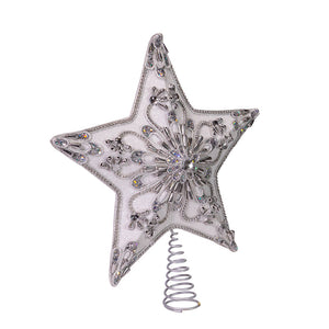 White and Silver Star Treetop - 13 Inch