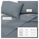 100% Cotton Honeycomb Waffle Garment Washed Quilt Set - Genevieve Collection
