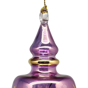 Double Pointed Blown Glass Box Ornament - Purple