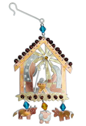 Peaceful Manger - Metal Ornament