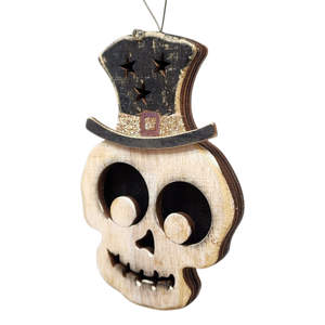Whimsical Skull Top Hat Ornament