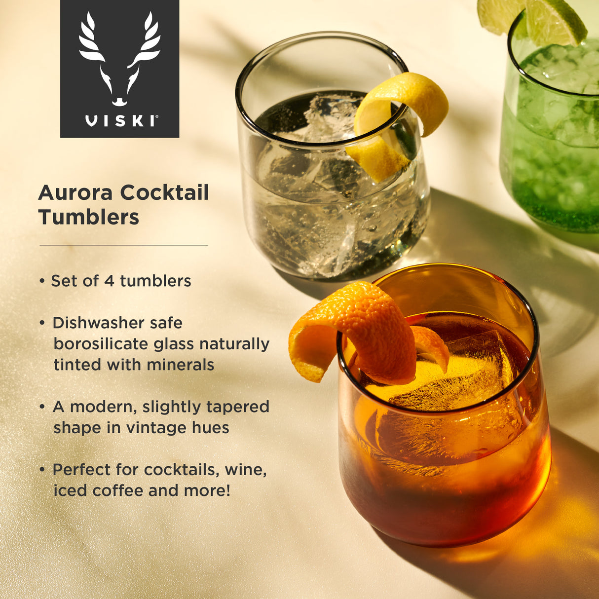 Aurora cocktail tumblers in 4 colors viski®