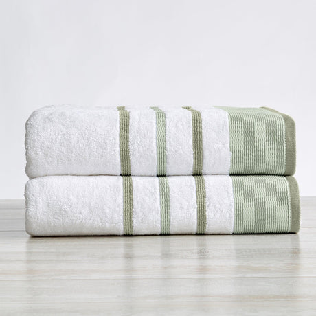 Decorative cotton stripe bath towel set - noelle collection