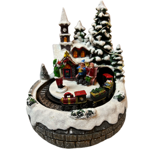 B/O Lighted Musical Village with Moving Train Church (ETL Adaptor Included)