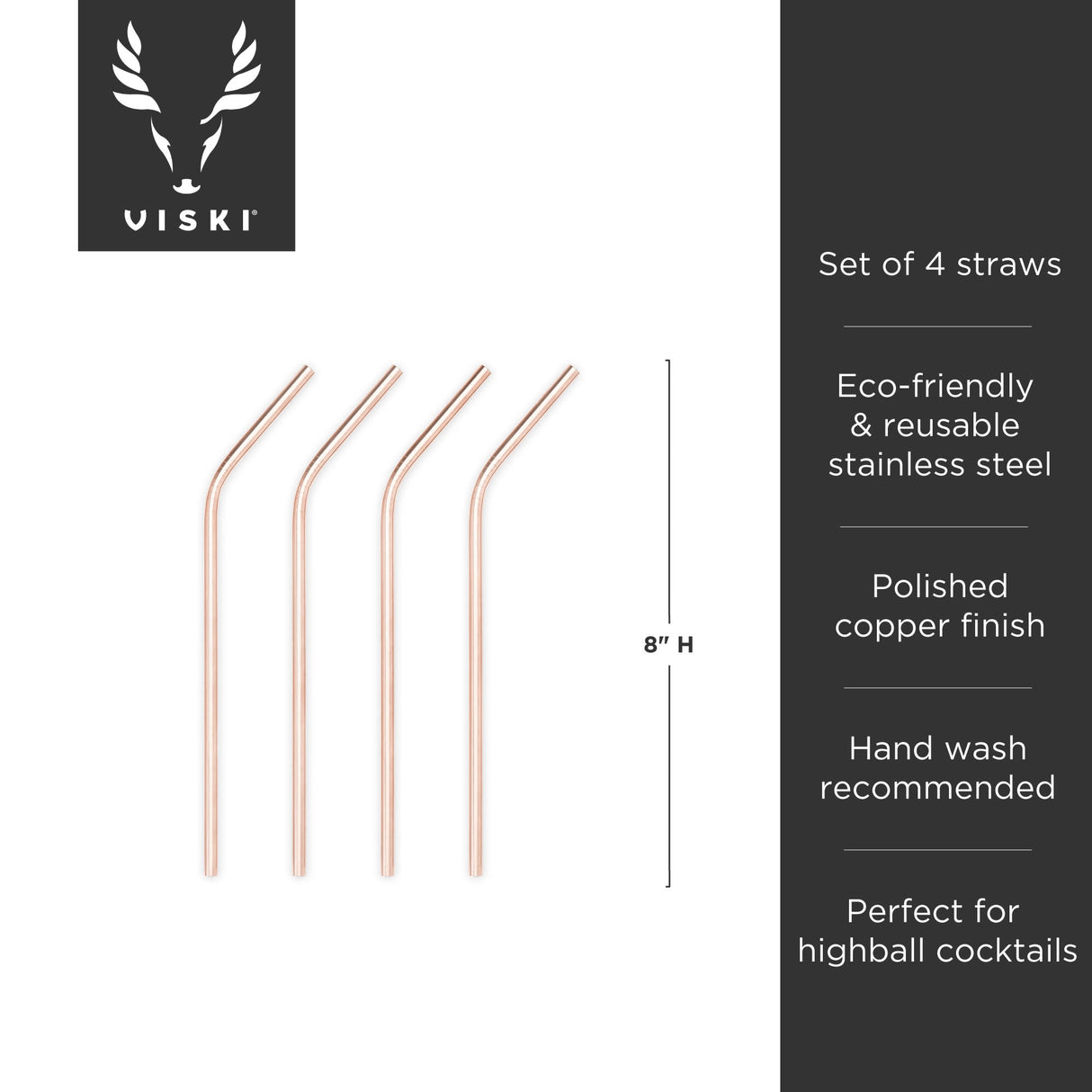 Summit cocktail straws in copper viski®