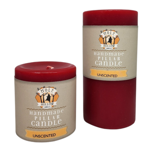 Mole Hollow Unscented Pillar Candle (Sweetheart Red) -