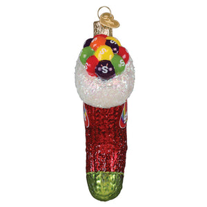 Skittles Stocking  Glass Ornament