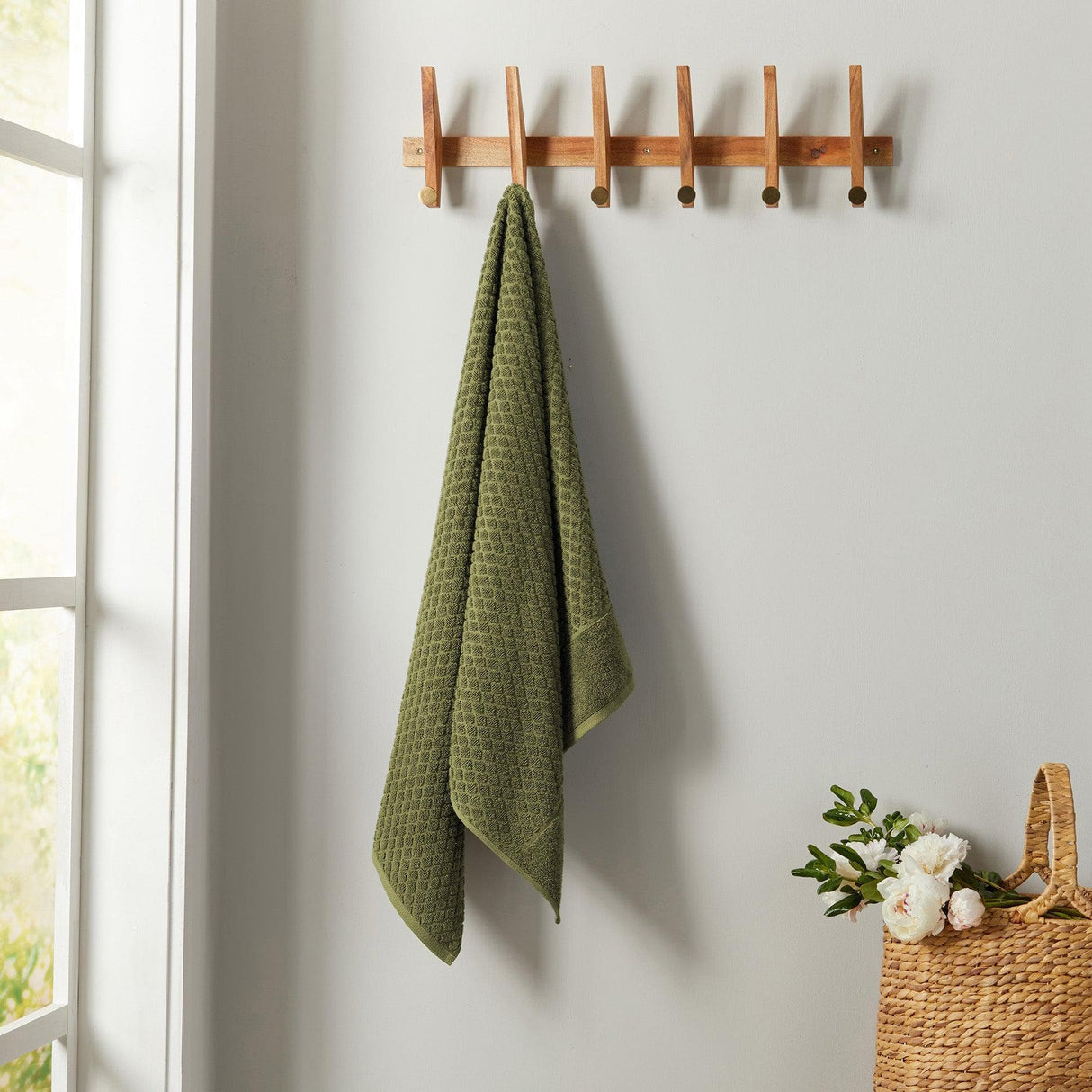 Cotton diamond waffle weave bath towel set - grayson collection