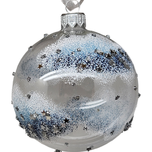 Cobalt Star Glass Ornament Set - 80mm - Blue and White