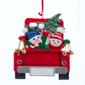 Snowman on Truck Ornament - Family of 2