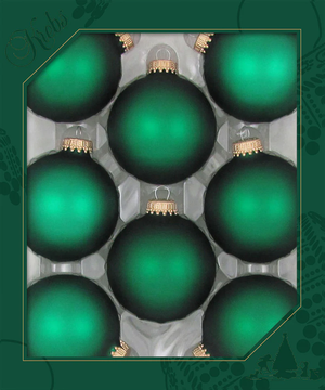 Green Velvet 2 5/8" (67mm) Glass Ball Ornaments - 8 Piece Set