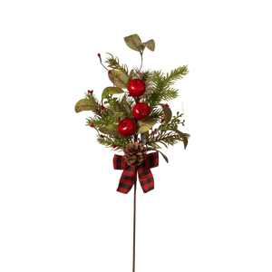 Pine & Berry Pick with Plaid Bow -