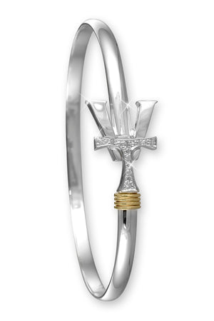 Vermont   Hook Bracelet Silver with Diamond Accents - 3mm Band - 6.5 Inch