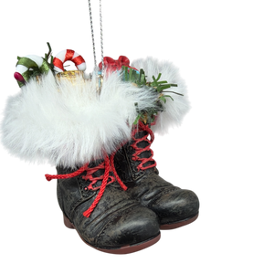 Filled Boots With Joy Ornament  - Black