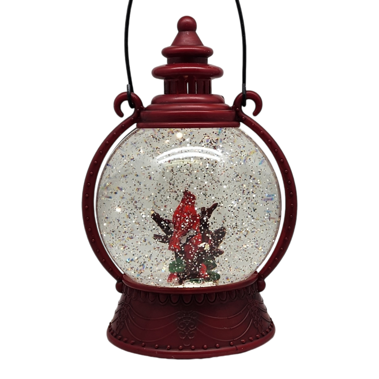 Cardinal Lighted Spinning Water Globe - On Sticks