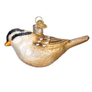 White Crowned Sparrow  Glass Ornament