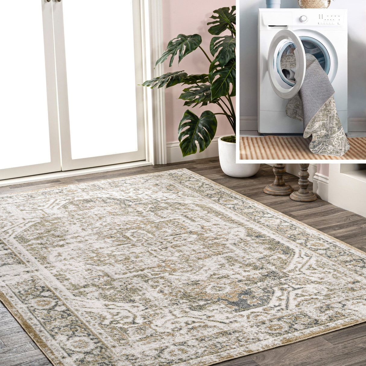 Keesha Bold Distressed Medallion Low - Pile Machine - Washable Area Rug - Tuesday Morning - Area Rugs