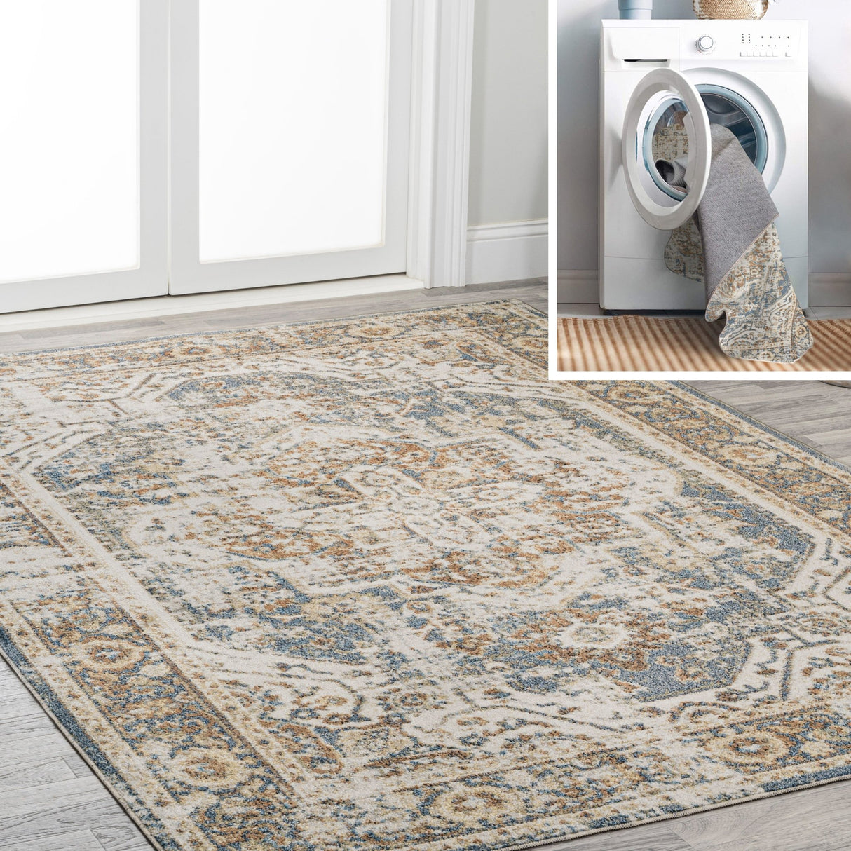Keesha-Bold-Distressed-Medallion-Low-Pile-Machine-Washable-Area-Rug-Area-Rugs