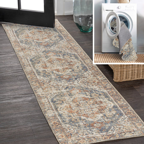 Keesha-Bold-Distressed-Medallion-Low-Pile-Machine-Washable-Runner-Rug-Runner-Rugs