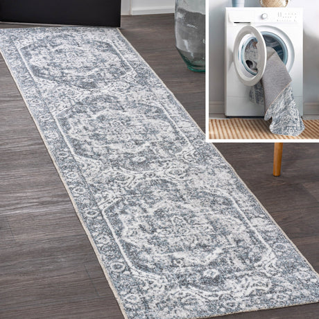 Keesha Bold Distressed Medallion Low - Pile Machine - Washable Runner Rug - Tuesday Morning - Runner Rugs
