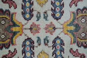 Kelly Turkish Design Ivory And Blue Hand Knotted Wool Rug