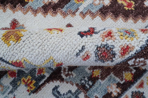 Ken Transitional Design Brown And Mustard Hand Knotted Wool Rug